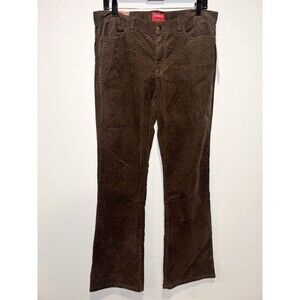 Chaps Denim Brown Corduroy Bootcut Pants Sz 10 Studded Western Cowgirl Boho